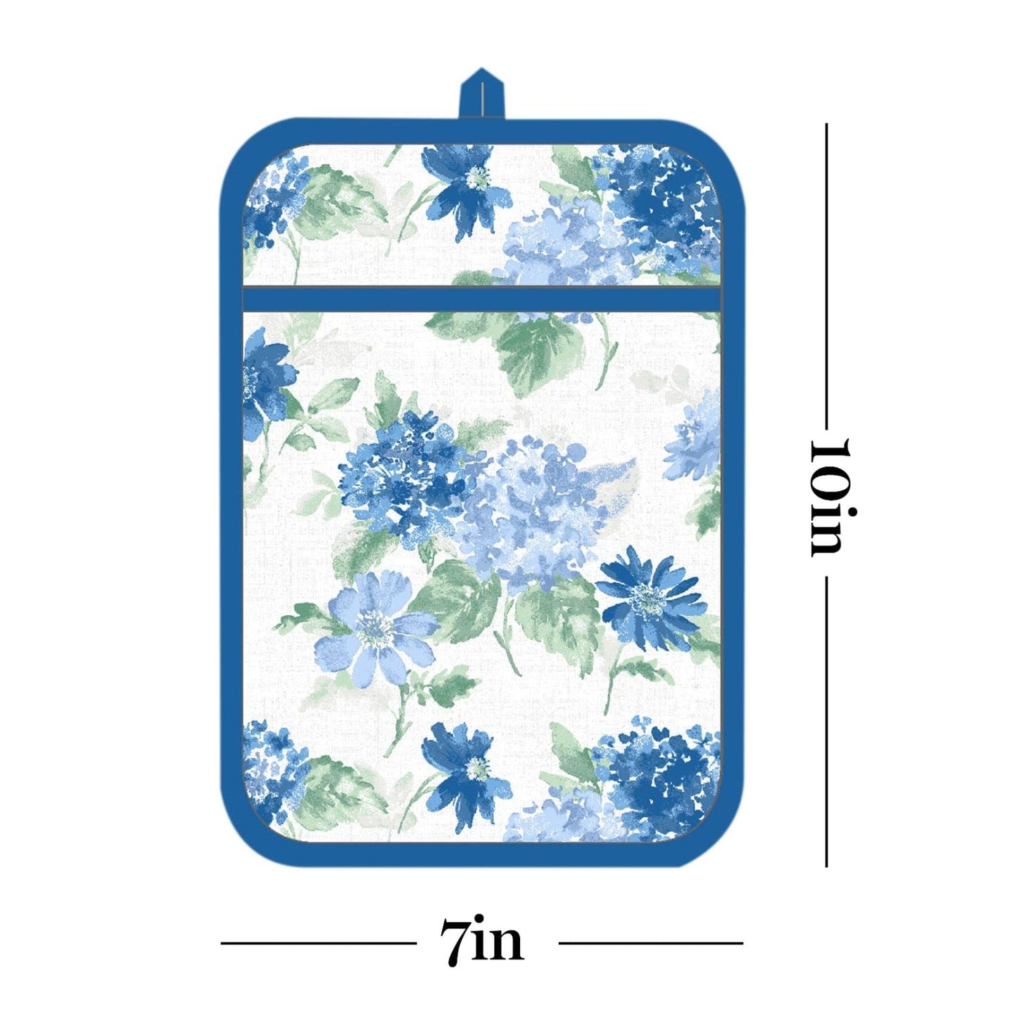 Amber Floral Oven Mitt & Pot Holder Set 2 (Blue)