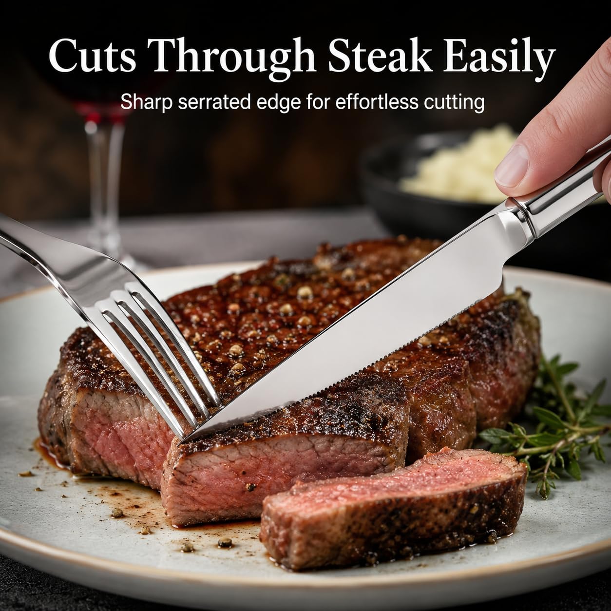 20 Piece Stainless Steel Dinner Knife and Fork Set for 10 (8.1-9.1INCHE DINNER SET)