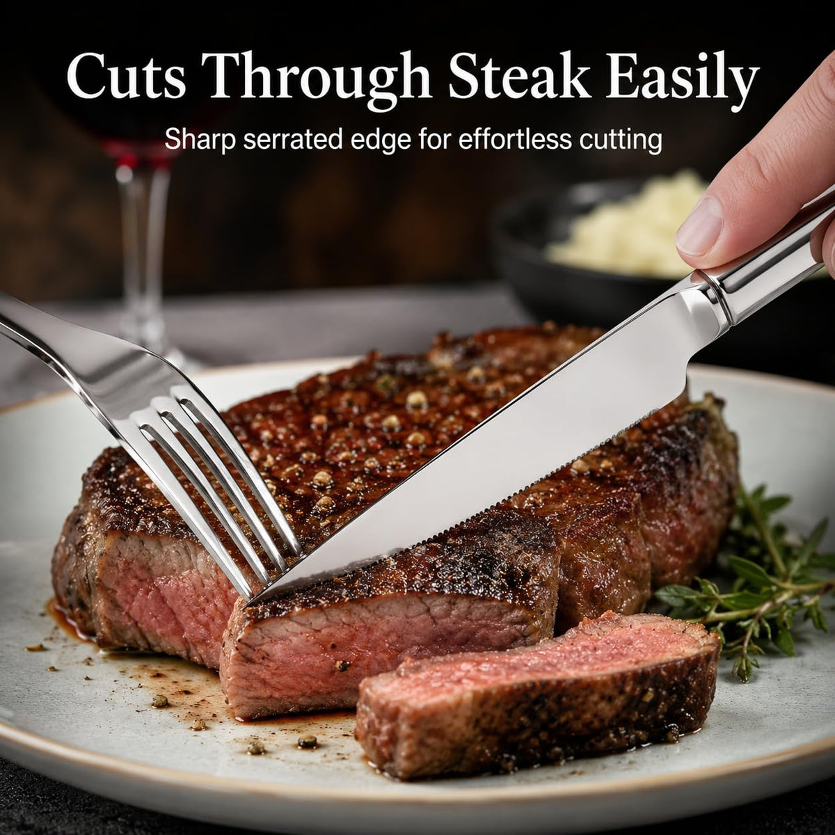 12 Piece Stainless Steel Dinner Knife and Fork Set for 6 (8.1-9.1INCHES)