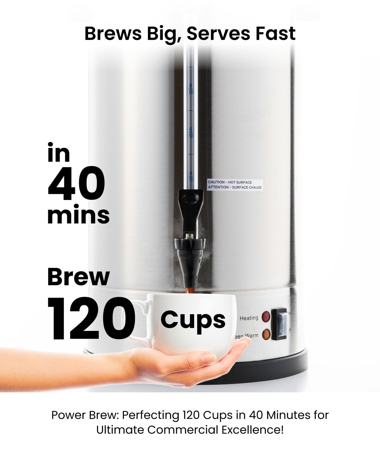 SR CP Commercial Grade Stainless Steel Percolate Coffee Maker Hot Water Urn for Catering (18L Metallic)
