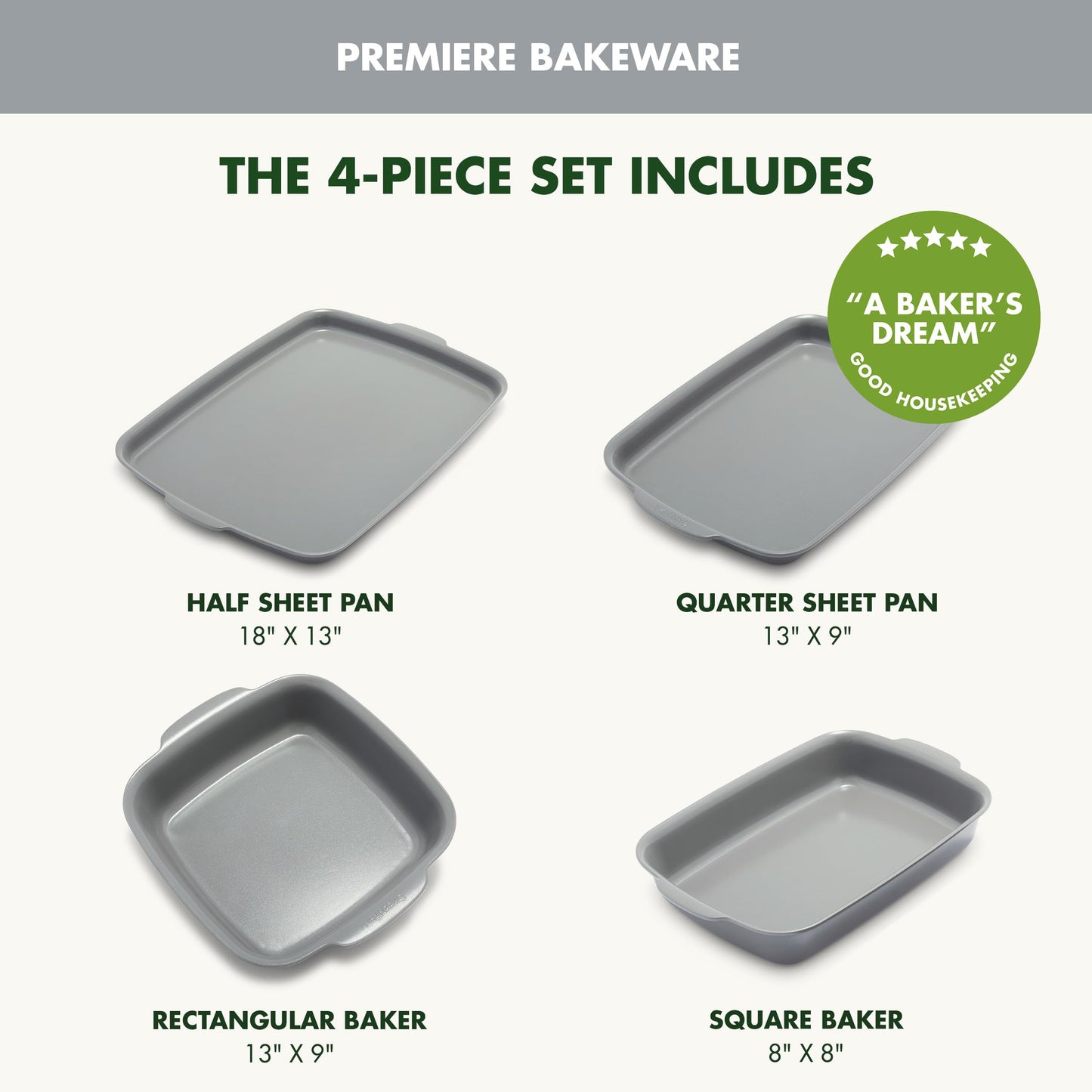 Premiere Ovenware Healthy Ceramic Nonstick 4 Piece Bakeware Set