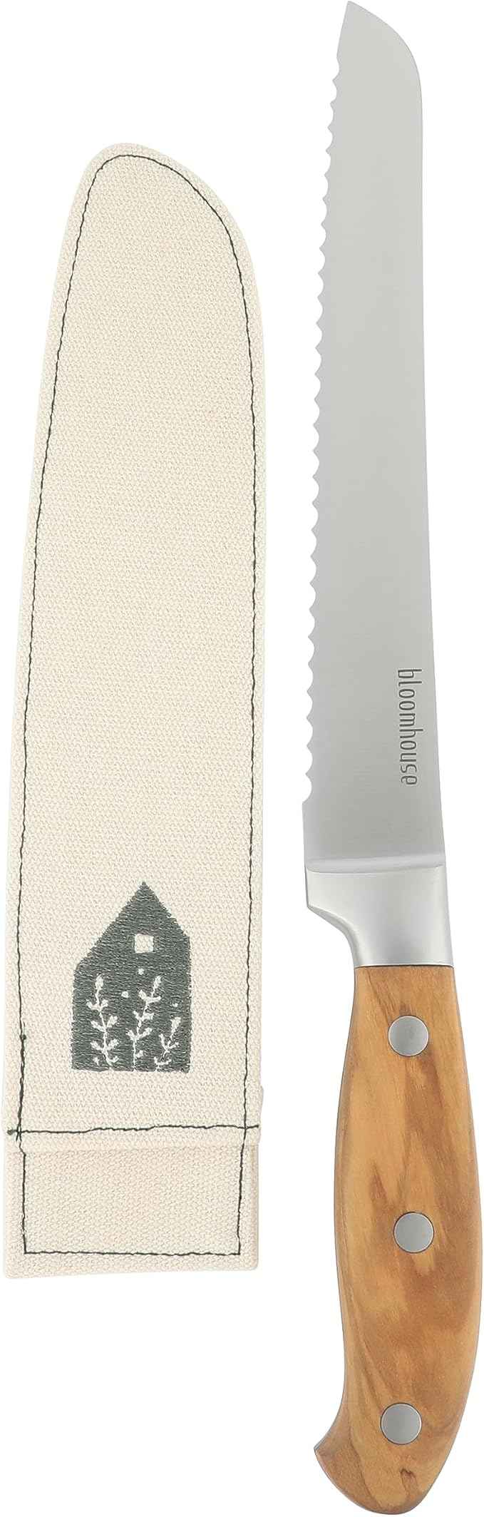 Bloomhouse - Two Time Oprah's Favorite Things Winner - 8-Inch Bread Knife – German Stainless Steel Serrated Blade with Forged Italian Olive Wood Handle, Full Tang Knife for Artisan Bread & Baking