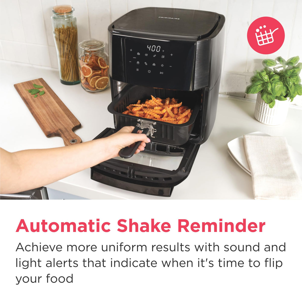 5-in-1 Air Fryer Combo Oven with Viewing Window, Large 12.6 QT Capacity, Digital Display, 5 Cooking Modes, 7 Recipe Presets, Automatic Shake Reminder, PFAS-Free Cooking Surfaces, Black (5-1 Air Fryer)