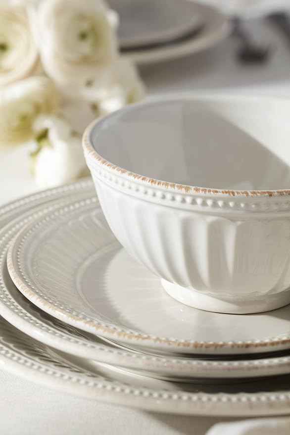 Lenox 895721 French Perle Groove Dinner Plates, Set Of 4