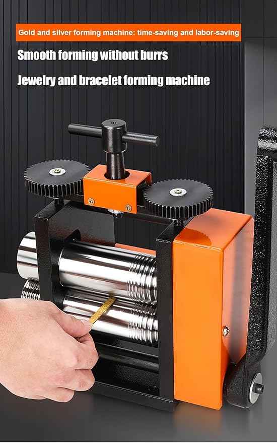 Manual Jewelry Rolling Mill - Hand Crank Metal Press Machine for Wire Shaping, Stretching, and Embossing Patterns - Essential Crafting Tool for Jewelers and Artisans