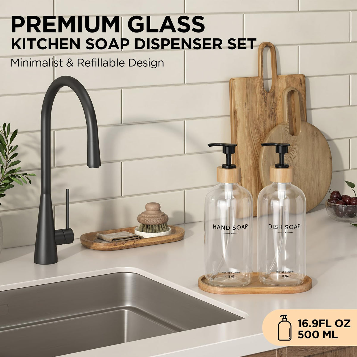 Hand and Dish Soap Dispenser Set (Hand Dish (Transparent))