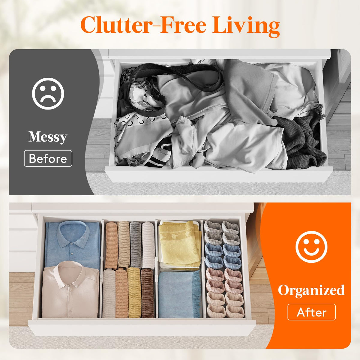 9 Pack 4" High Drawer Dividers (4"H, 13.8-22.2"L)
