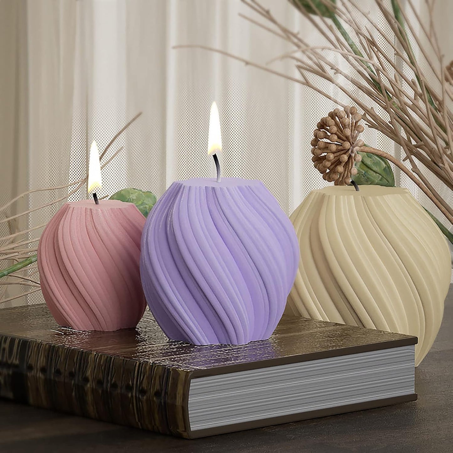 Spiral Wave Silicone Molds - Set of 3 - Resin, Cake, Soap & Clay Molds - Candle Making & Craft Supplies