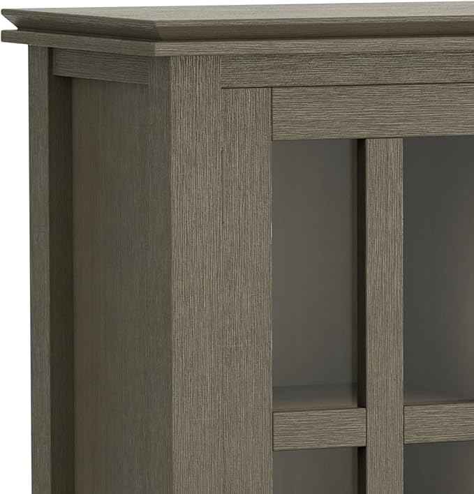 SIMPLIHOME Artisan SOLID WOOD 30 Inch Wide Contemporary Low Storage Cabinet in Farmhouse Grey, For the Living Room, Entryway and Family Room