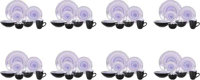 Stoneware Sonoma Dinnerware Set, Black + Speckled Handpainting (56pc Set, Cobalt)