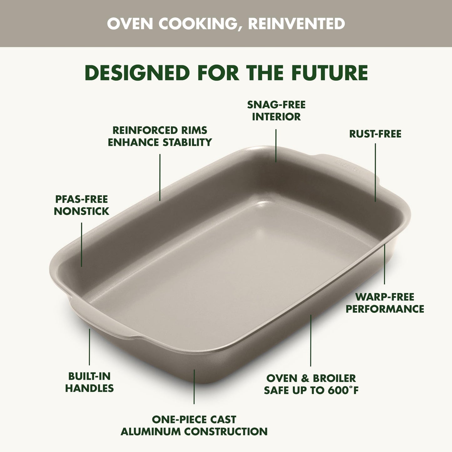 Premiere Ovenware Healthy Ceramic Nonstick 13" x 9" Rectangular Baking Pan (13" x 9" Rectangular Baking Pan / Taupe)