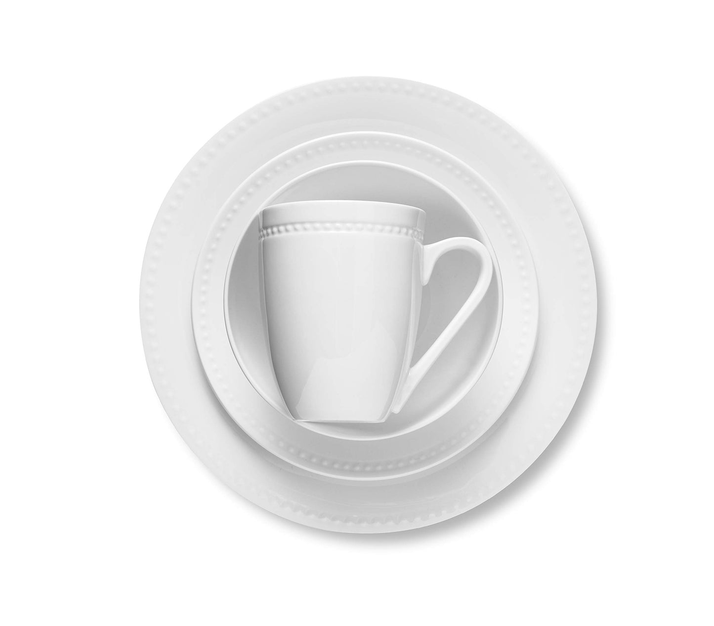 Bone China Pinpoint Embossed 32 Piece Dinnerware Set (Pinpoint - White / 32 Piece Service for 8)