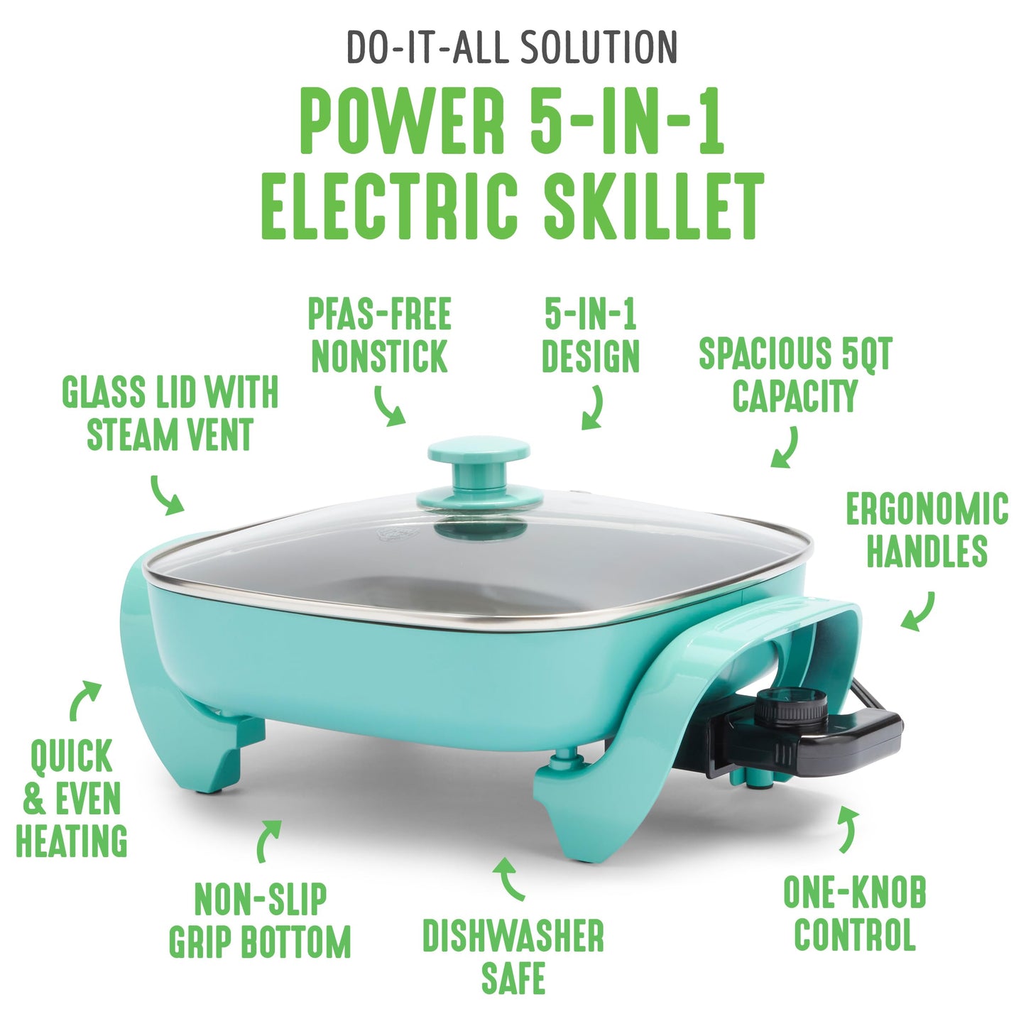 12" 5QT Electric Skillet (Turquoise / 5QT Skillet)
