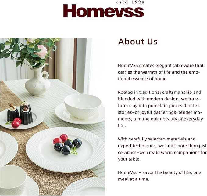 HomeVss, New Bone China Dinnerware Set, Embossed Diamond Design, 18pc Set