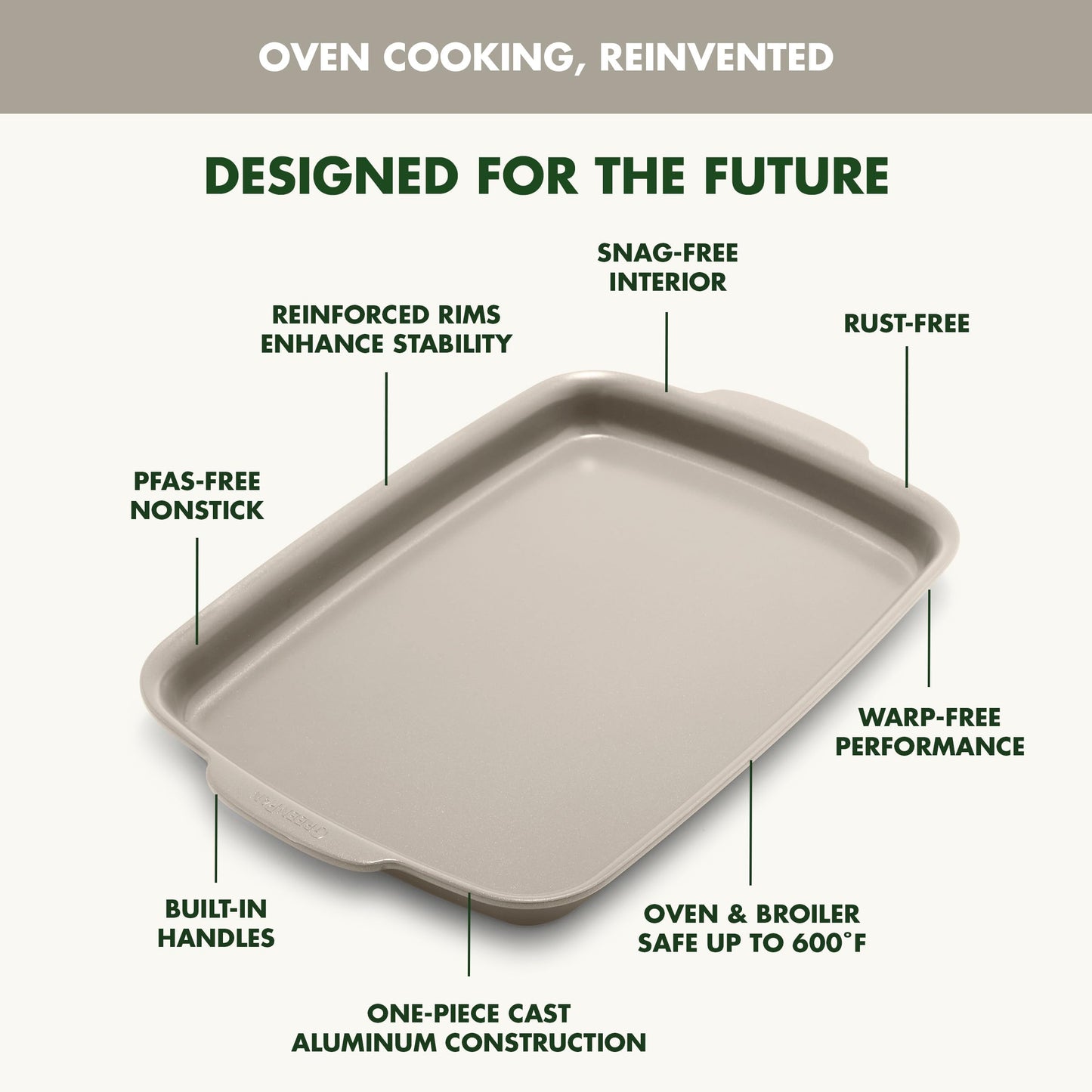 Premiere Ovenware Healthy Ceramic Nonstick 13" x 9" Quarter Sheet Baking Pan (13" x 9" Quarter Sheet Pan / Taupe)