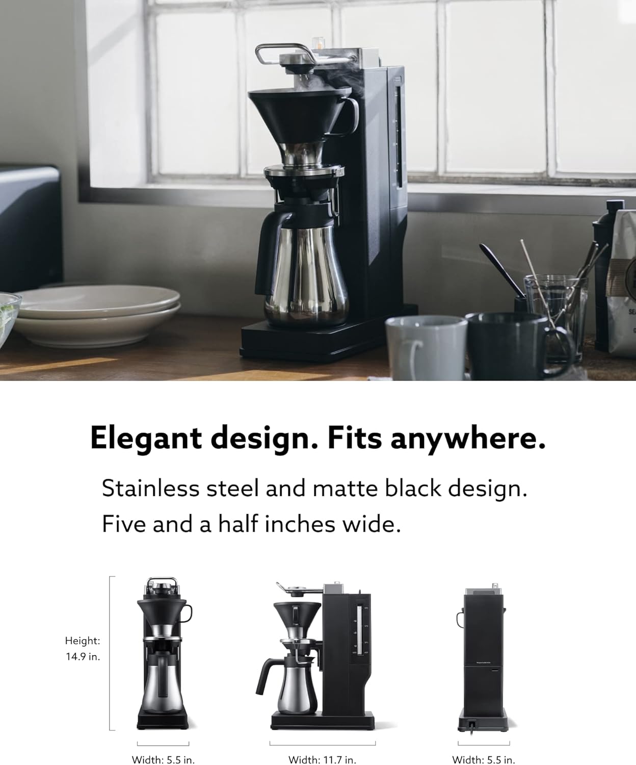 BALMUDA The Brew | Automatic Pour Over Coffee Maker | Clear Brewing Method | Precise Temperature Regulation | Three Brewing Modes: Regular, Strong, Iced | Compact Design | US Version