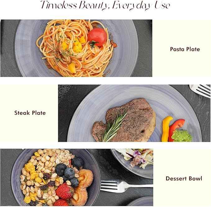 Stoneware Sonoma 56pc Dinnerware Set, Black + Speckled Spin Wash Cobalt