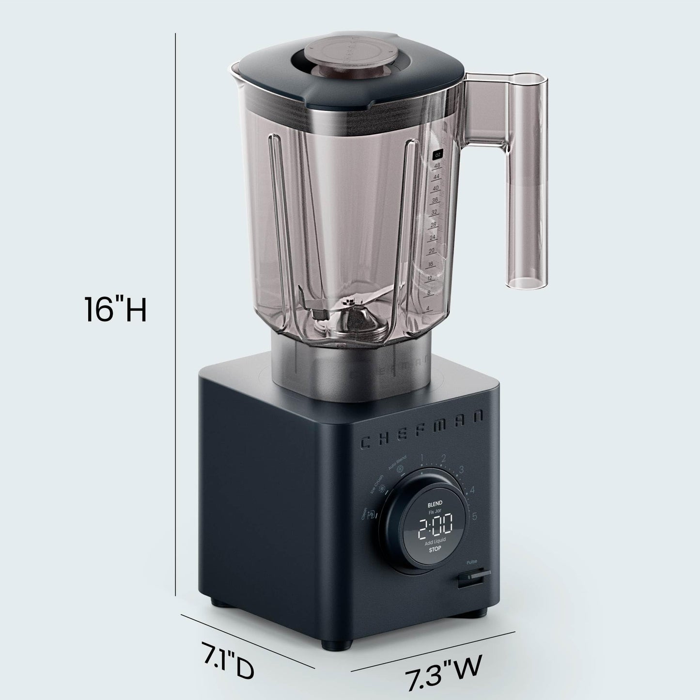Obliterator 48 oz Countertop Blender for Smoothies (MIDNIGHT / Power Blender + 2 Travel Jars)