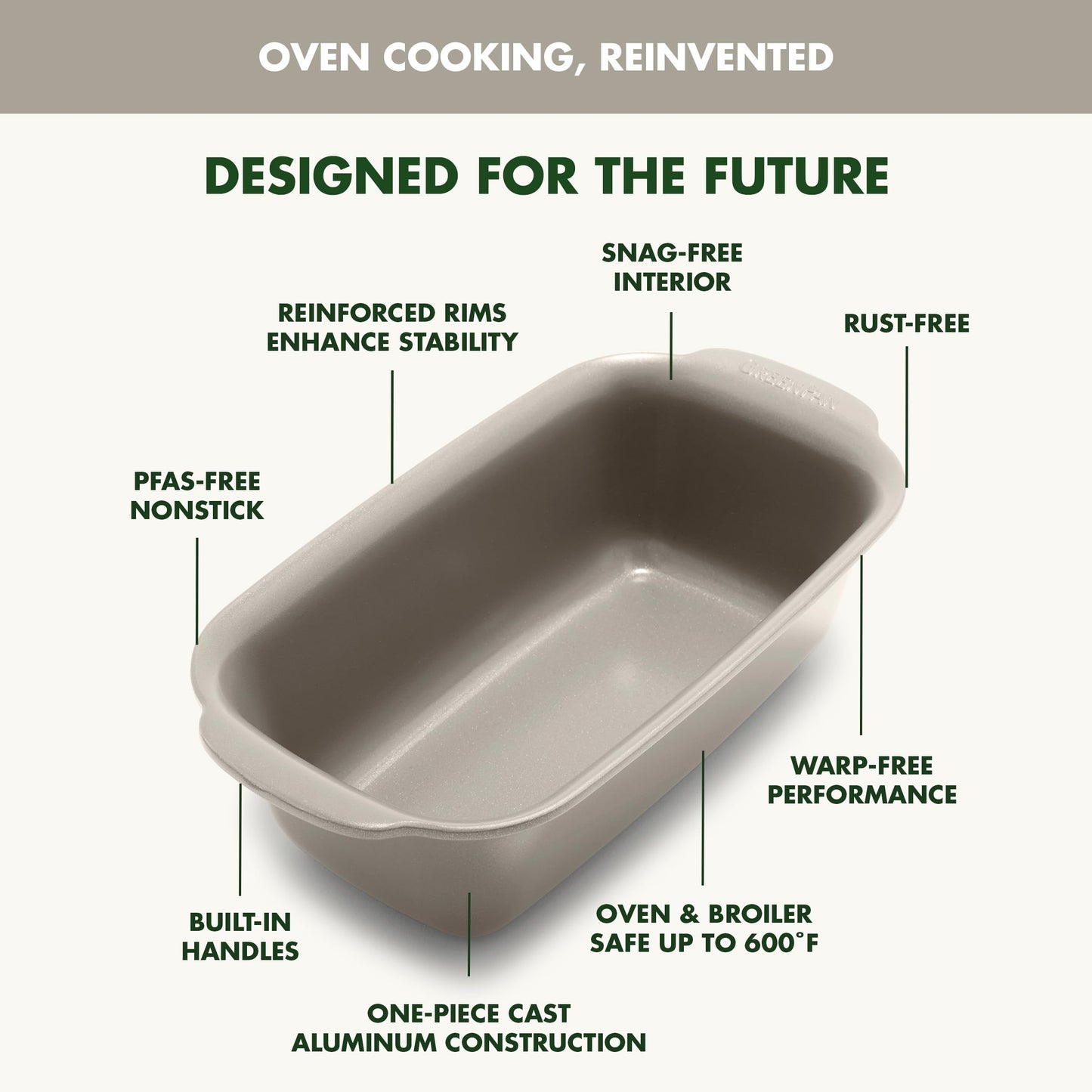 Premiere Ovenware Healthy Ceramic Nonstick 1 lb. Loaf Baking Pan (1 lb. Loaf Pan / Taupe)