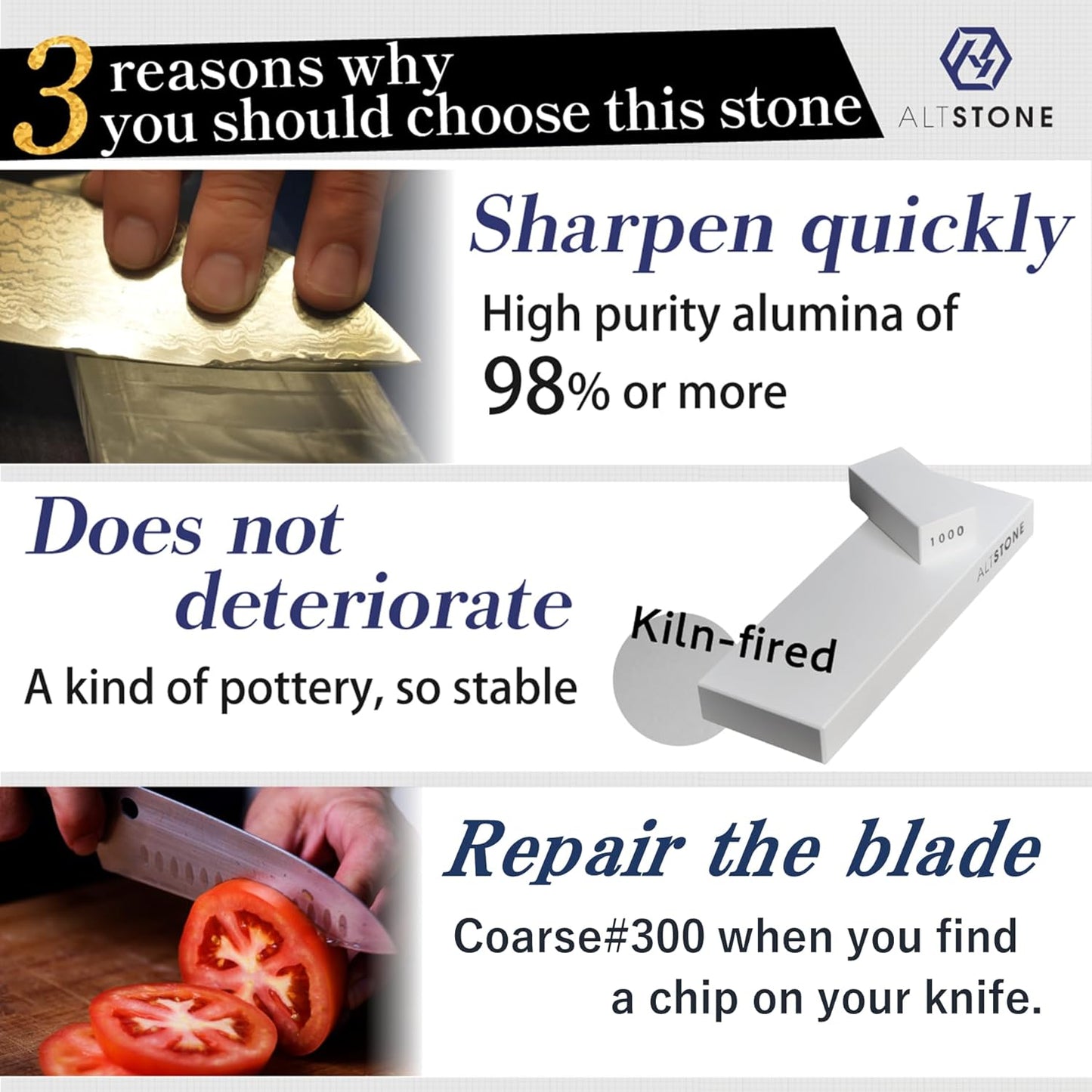 FUKAMI Whetstone Sharpening stone Coarse grit 300 w/Nagura, 7.1" x 2.4" x 0.8" (Pro Power. Perfectly Compact for home use), Made in Japan (#300)