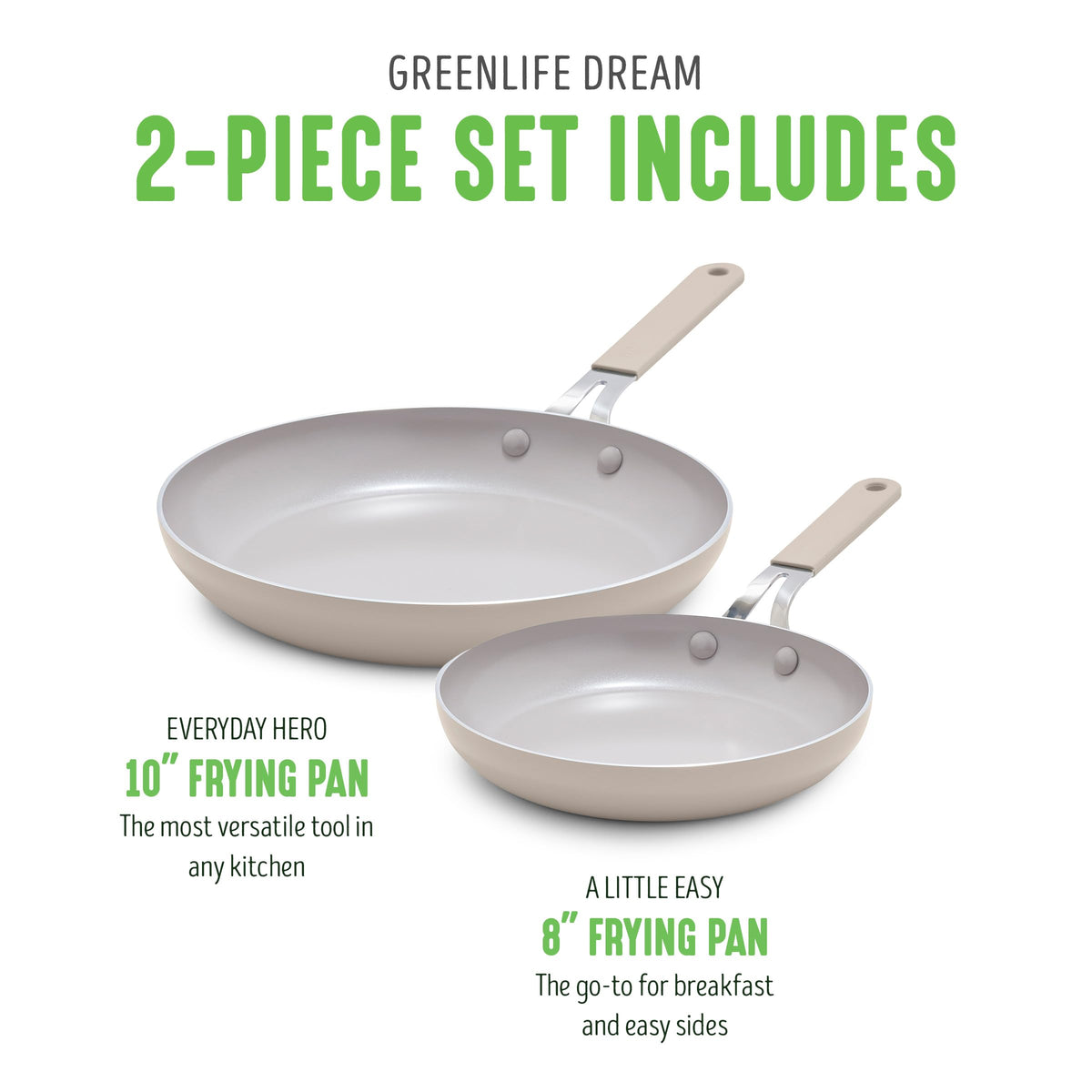 8” & 10” 2 Piece Nonstick Ceramic Frying Pan Set