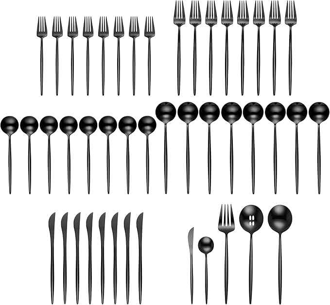 Hampton Forge 894757 Skandia Zephyr Black 45 Piece Flatware Set