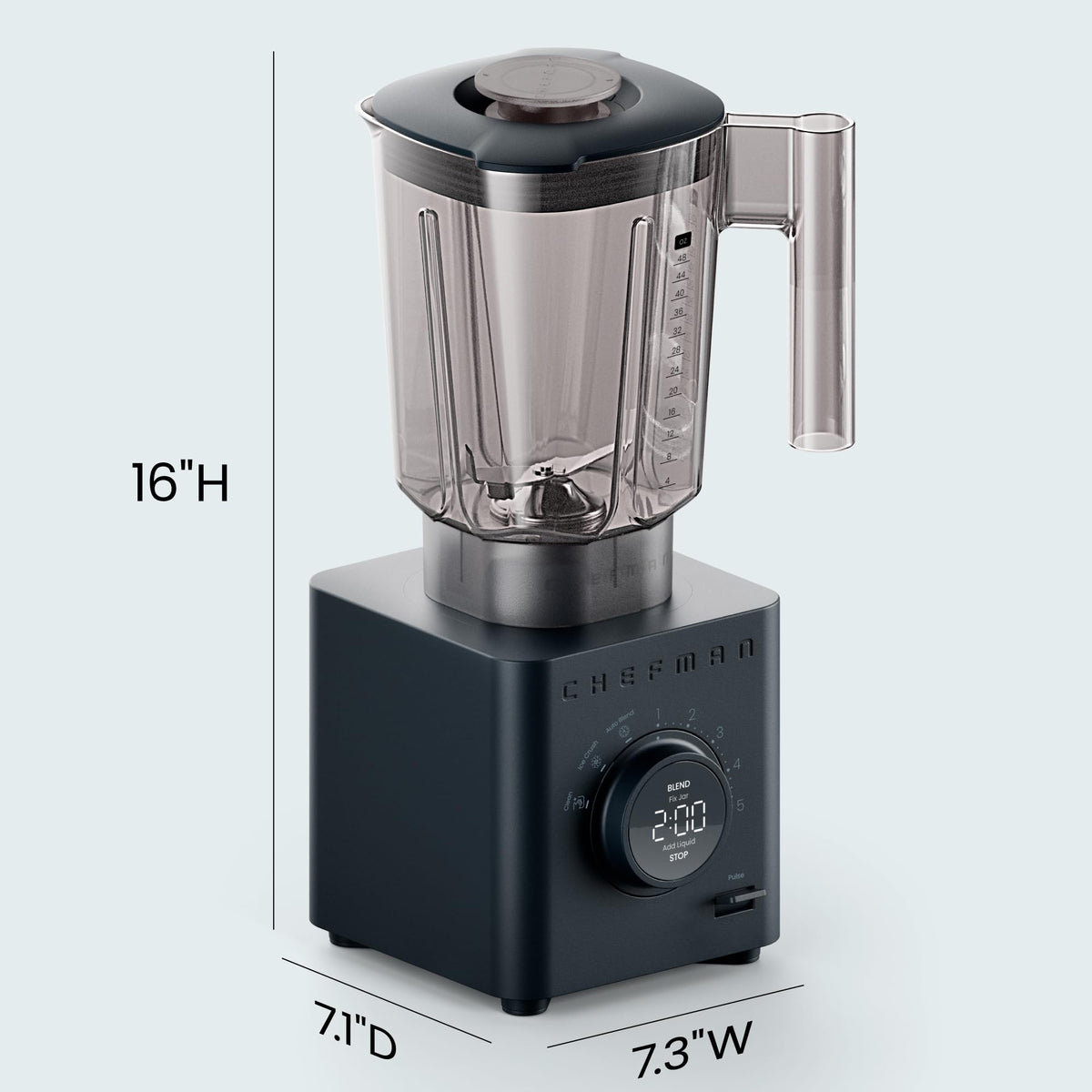 Obliterator 48 oz Countertop Blender for Smoothies (MIDNIGHT / Power Blender + 1 Travel Jar)
