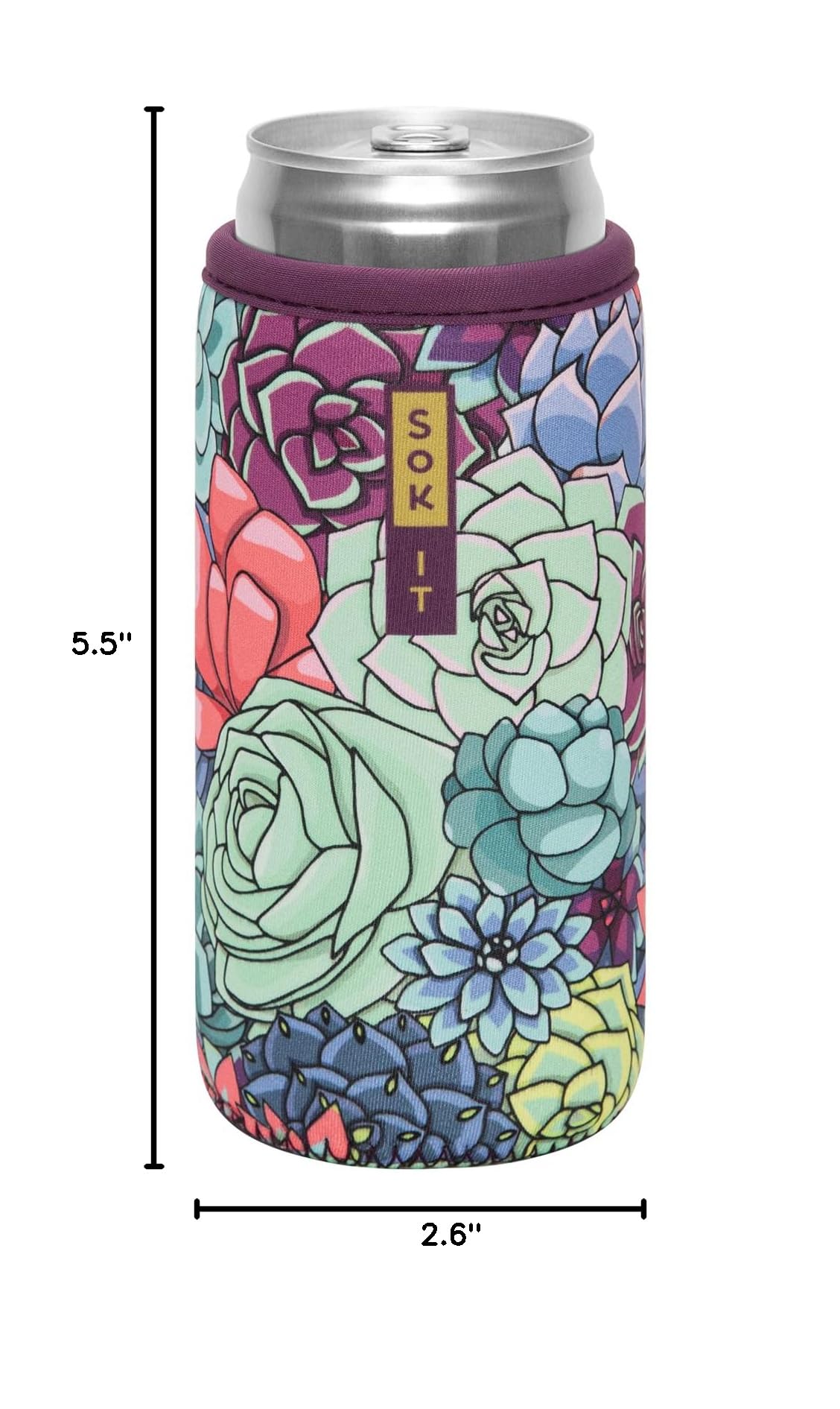 CanSok Sleeve for Beer & Soda Insulated Neoprene Cover (Succulents / 12oz Slim Can Sleeve)
