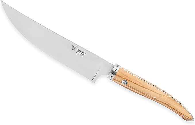 Laguiole en Aubrac Cuisine Gourmet Stainless Fully Forged Steel Made In France Complete 7 Piece Premium Kitchen Knife Magnetic Block Set With Mixed Wood Handles