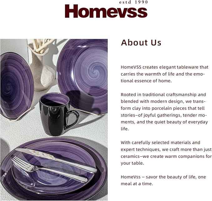 Stoneware Sonoma 56pc Dinnerware Set, Black + Speckled Spin Wash Purple