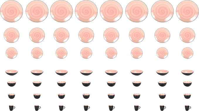 Stoneware Sonoma Dinnerware Set, Black + Speckled Spin Wash (56pc Set, Rose)