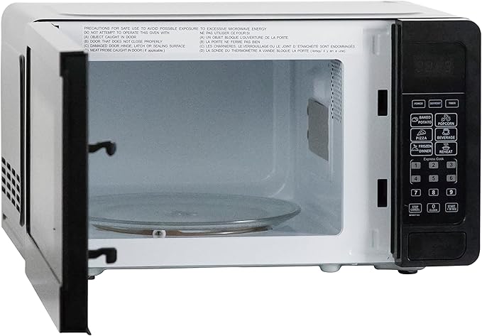 West Bend Microwave Oven 700-Watts Compact with 6 Pre-Set Cooking Settings, Speed Defrost, Electronic Control Panel and Glass Turntable, 0.7 Cu.Ft., Black