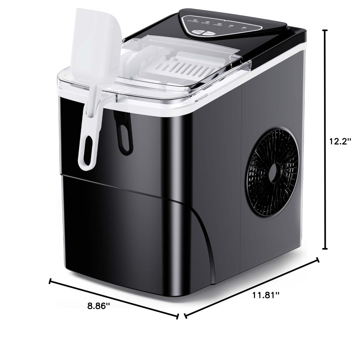 Countertop Ice Maker (Black with Ice Basket Handle / 26lbs)