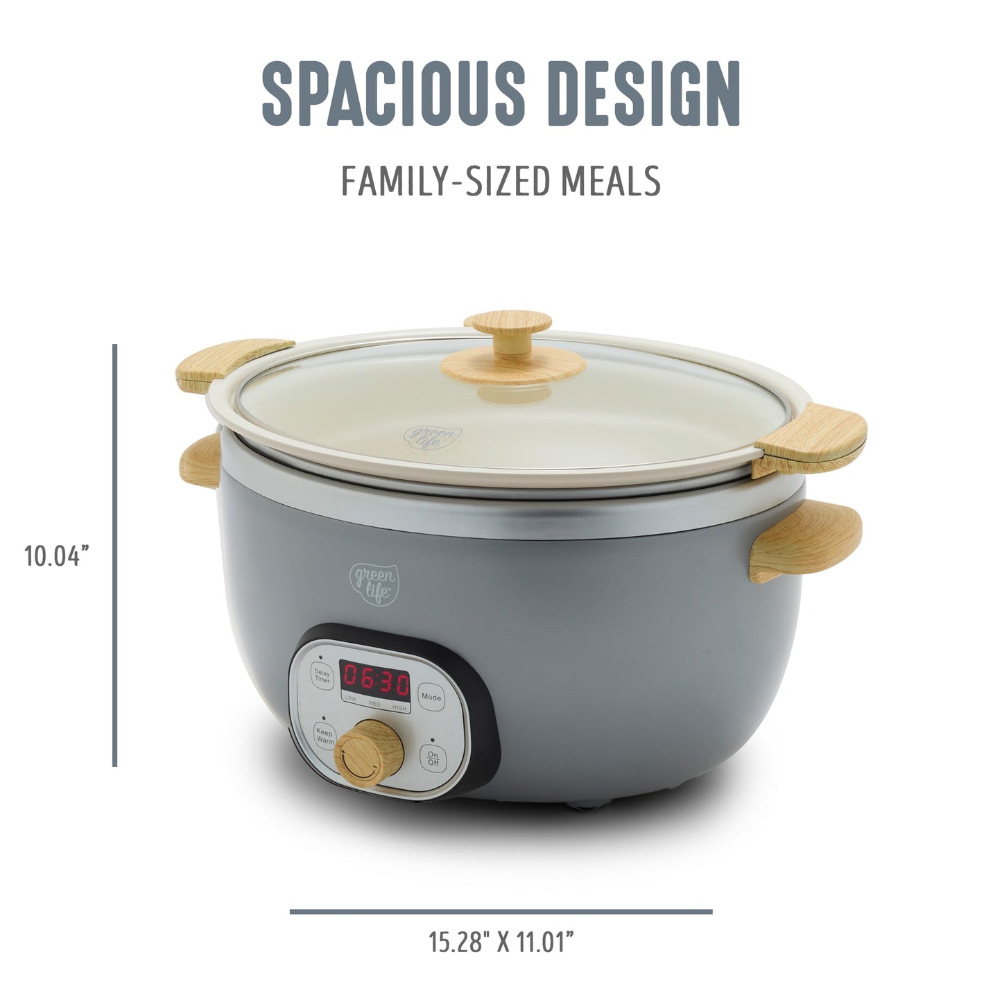 6QT Ceramic Nonstick Slow Cooker (Gray / 6 Quarts)