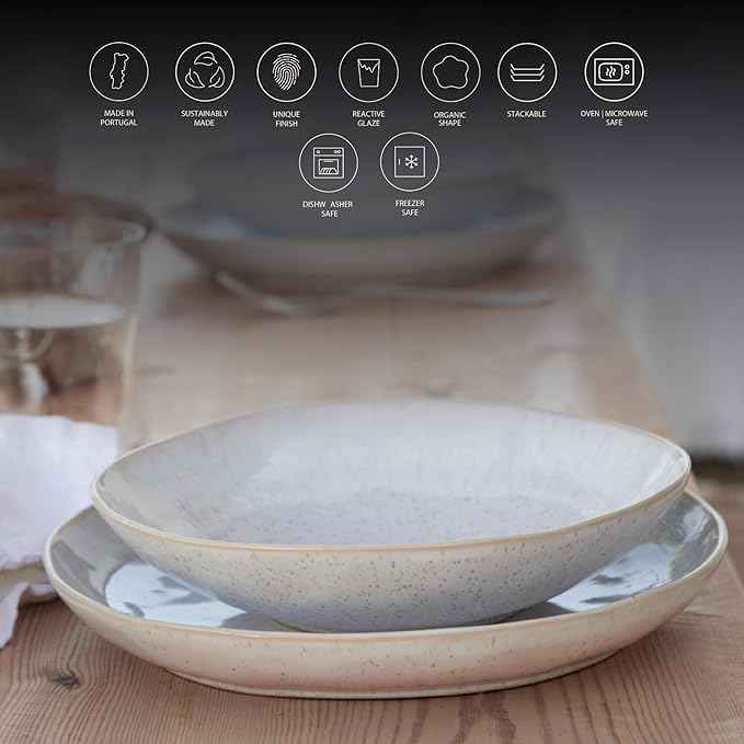 Casafina Ceramic 16" x 10.75" Rectangular Baker - Eivissa Collection, Sand Beige | Oven & Dishwasher Safe Bakeware | Food Safe Glazing | Restaurant Quality Dinnerware
