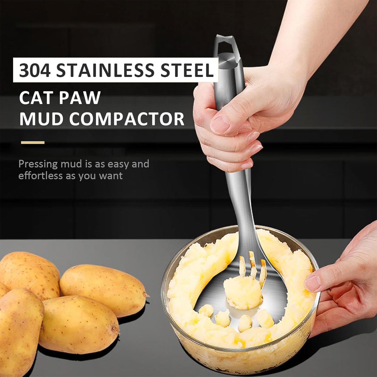 Mashed Potato Masher, Bean Smasher with Stainless Steel Handle, Heavy Duty Meat Masher Triturador de Papas para Pure, Suit for Potato, Guacamole, Fruits, Avocado, Bean and More - HomeSpice