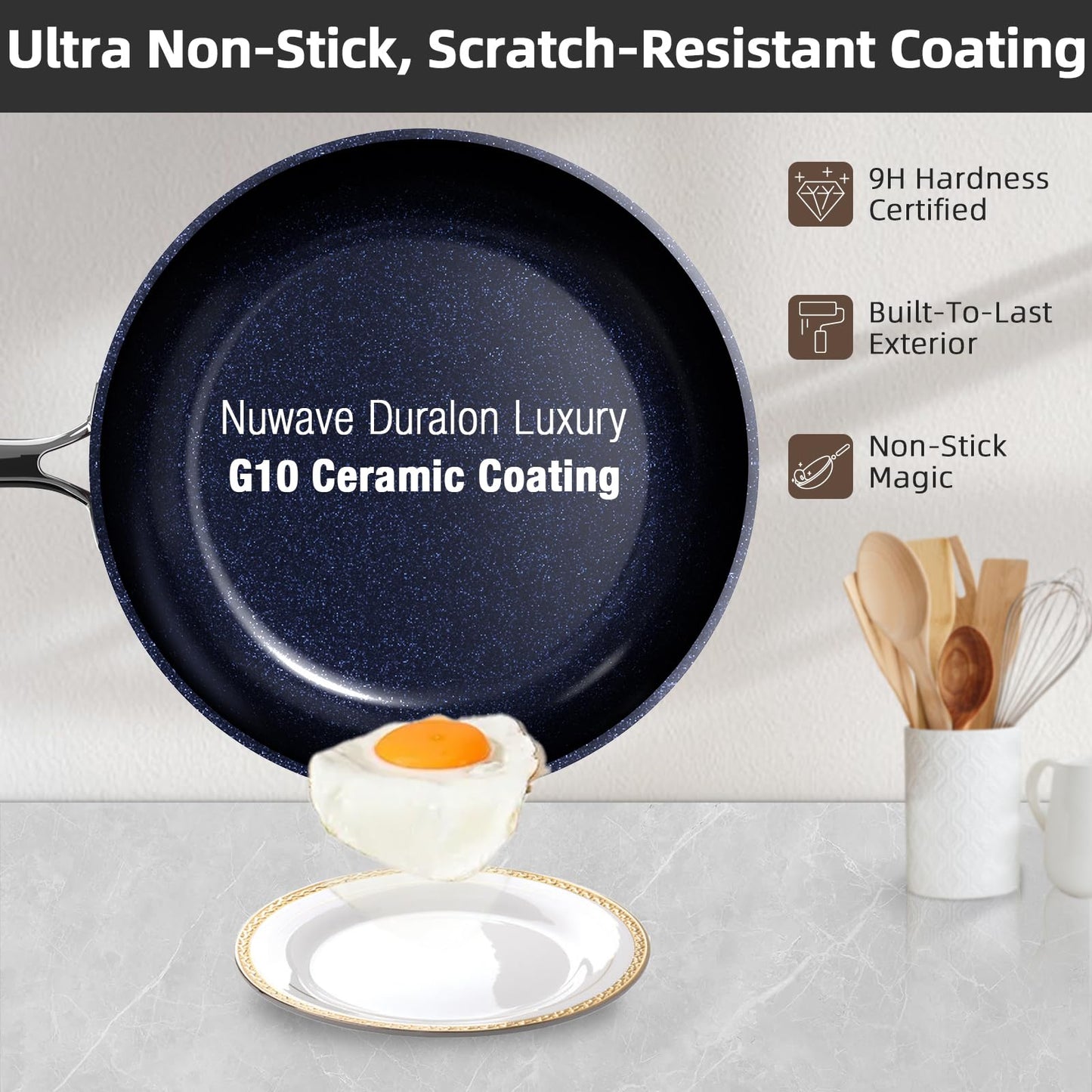 Lux 13pc Forged Lightweight Nonstick Ceramic Cookware Set (Avocado)