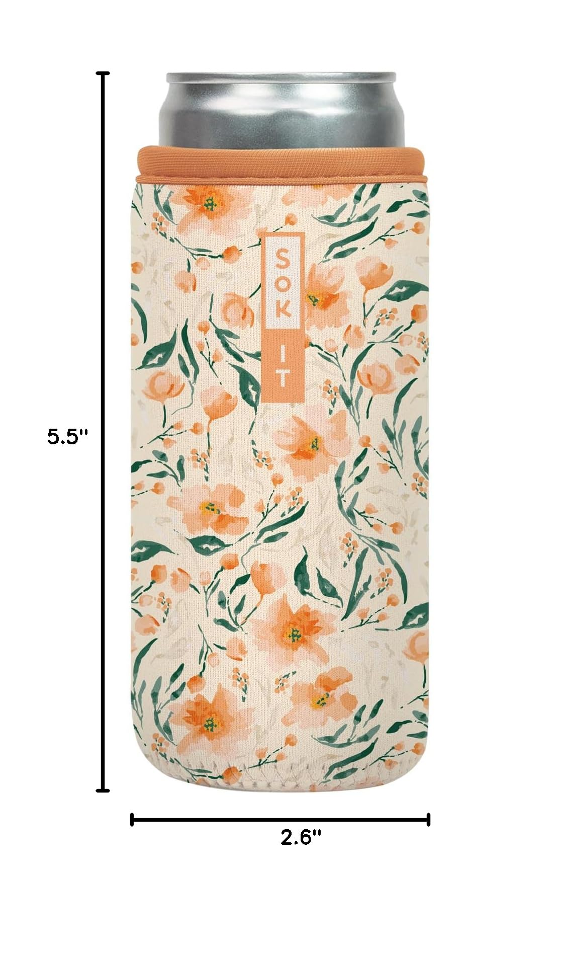 CanSok Sleeve for Beer & Soda Insulated Neoprene Cover (Blush Blossoms / 12oz Slim Can Sleeve)