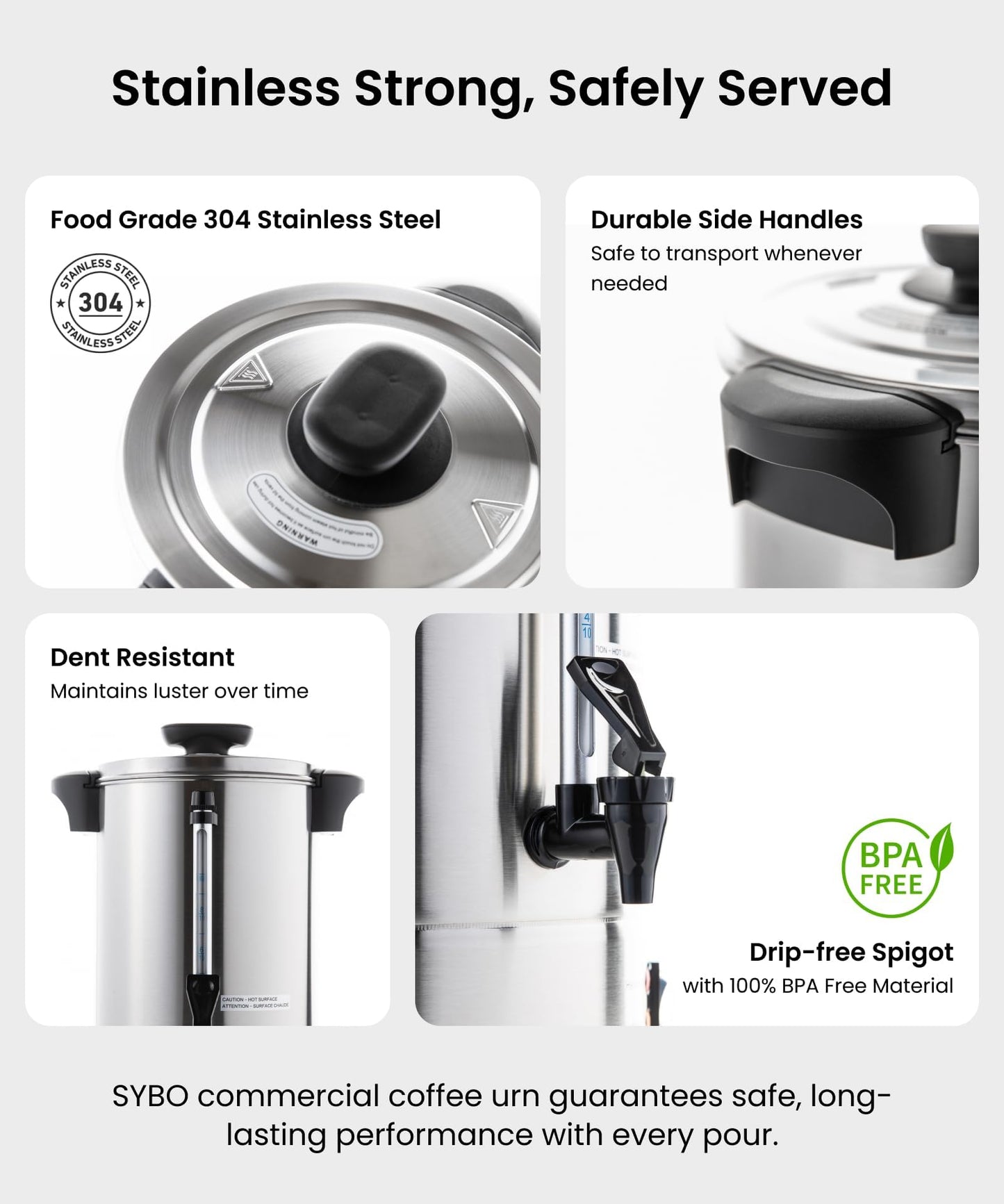 SR CP Commercial Grade Stainless Steel Percolate Coffee Maker Hot Water Urn for Catering (18L Metallic)