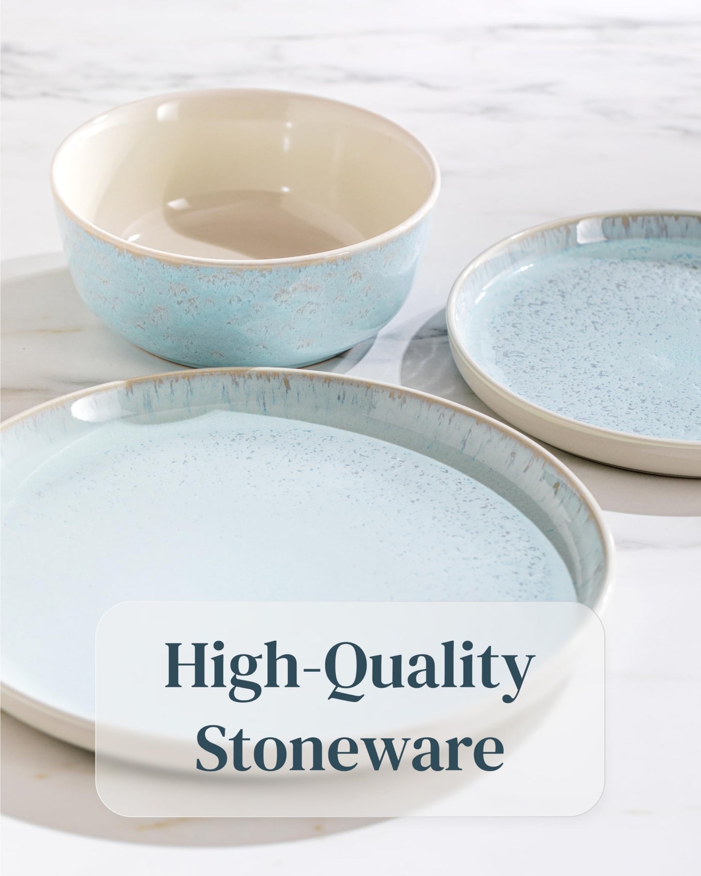32 Piece Stoneware Dinnerware Set for 8 (Light / Beige Blue / Set for 8 (32pcs))