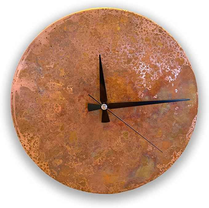Handmade Copper Wall Clock Artisan Touch in Every Piece - Tree of Time Wall Decor Copper Clock for Living Room, Office, Kitchen & Bedroom (Rusty Clock, 11)