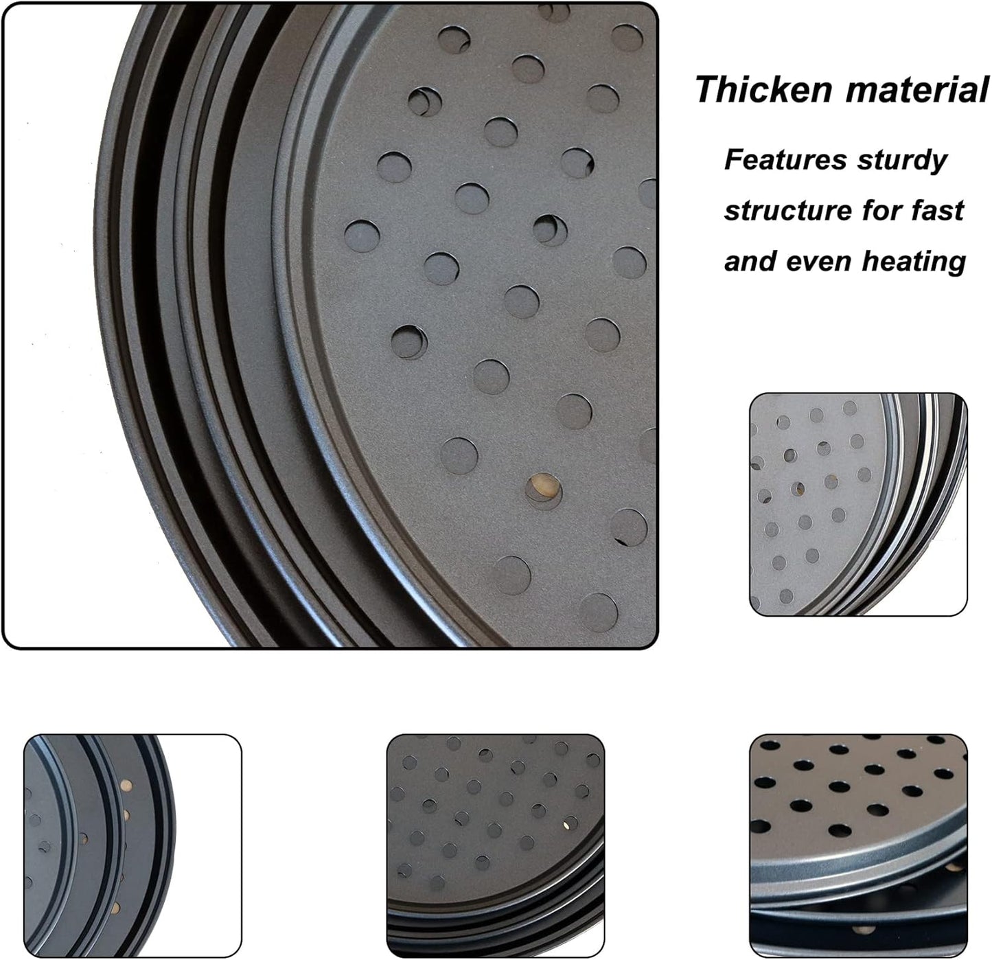 Baking Steel Pizza Pan with Holes, Round Pizza Pan for Oven, 9 Inch, 11 Inch, 12 Inch Bakeware Pizza Tray, Nonstick Baking Supplies Home Kitchen Steel Crisper Pizza Pan Set (3 Pcs) - HomeSpice