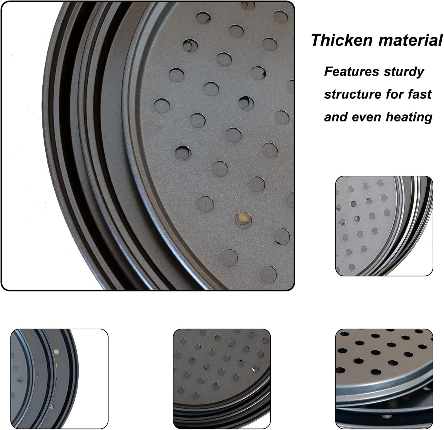 Baking Steel Pizza Pan with Holes, Round Pizza Pan for Oven, 9 Inch, 11 Inch, 12 Inch Bakeware Pizza Tray, Nonstick Baking Supplies Home Kitchen Steel Crisper Pizza Pan Set (3 Pcs) - HomeSpice