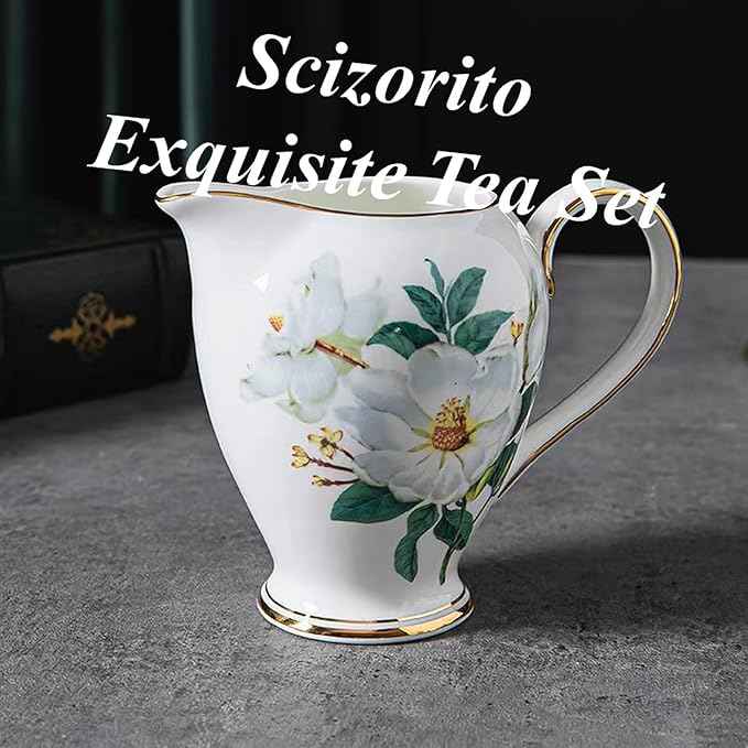 Chinese Bone China Coffee Tea Set, Retro Floral Tea Gift Set, Suitable for Christmas, Father'S Day, Birthday, Halloween Party Gifts (Camellia Tea Set)