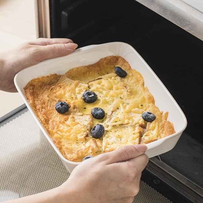HOMBENE Baking Dish Set for 4, Ceramic Bakeware Sets with Handles, Casserole Dishes for Oven, Kitchen Decor, Microwave Oven Safe (1.2QT/2QT/3QT/4.2QT)