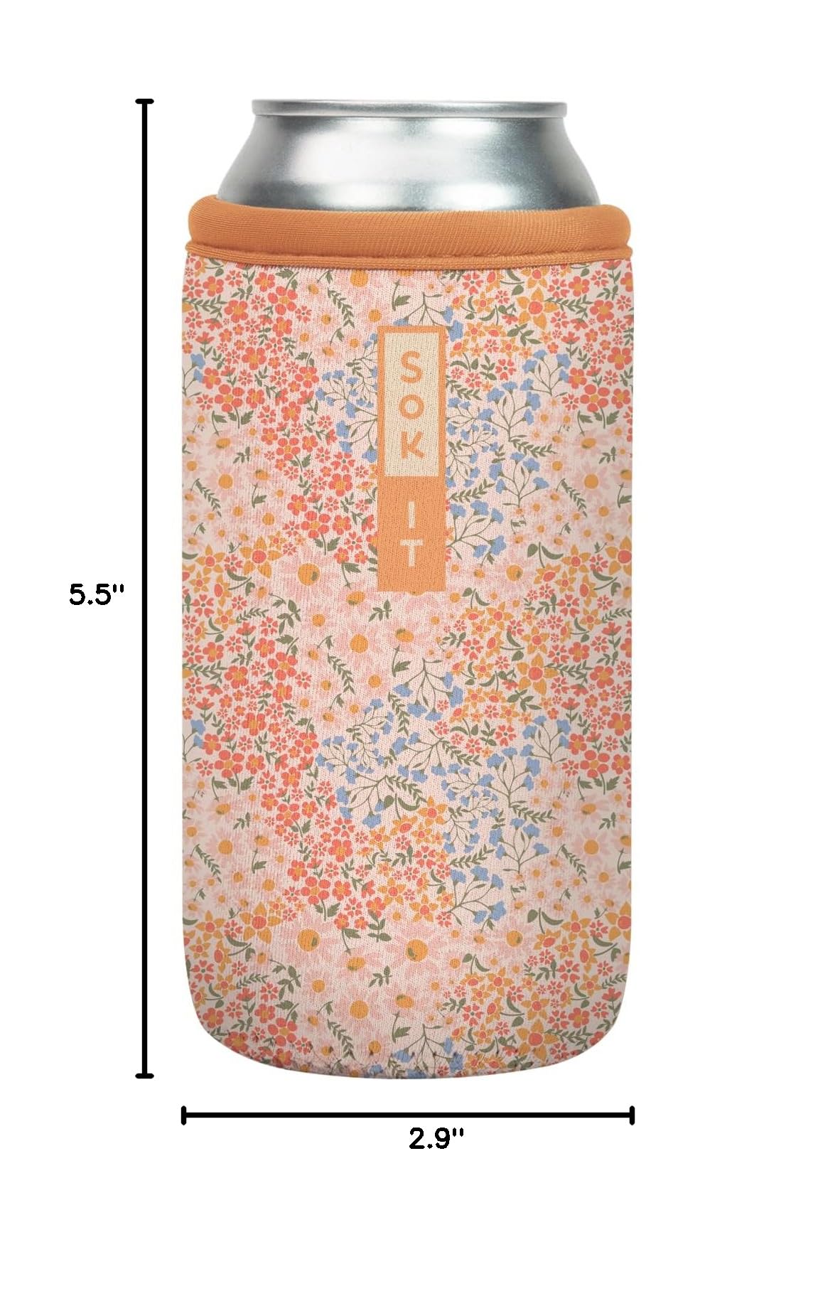 CanSok Sleeve for Beer & Soda Insulated Neoprene Cover (Dainty Florals / 16oz Can Sleeve)