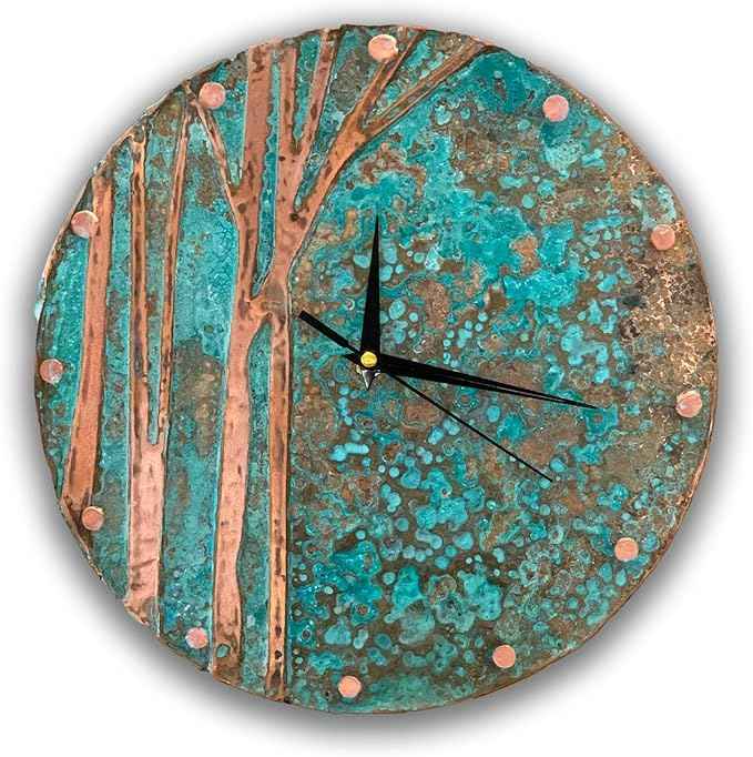 Handmade Copper Wall Clock Artisan Touch in Every Piece - Tree of Time Wall Decor Copper Clock for Living Room, Office, Kitchen & Bedroom (Time Circles Tree, 17.7)