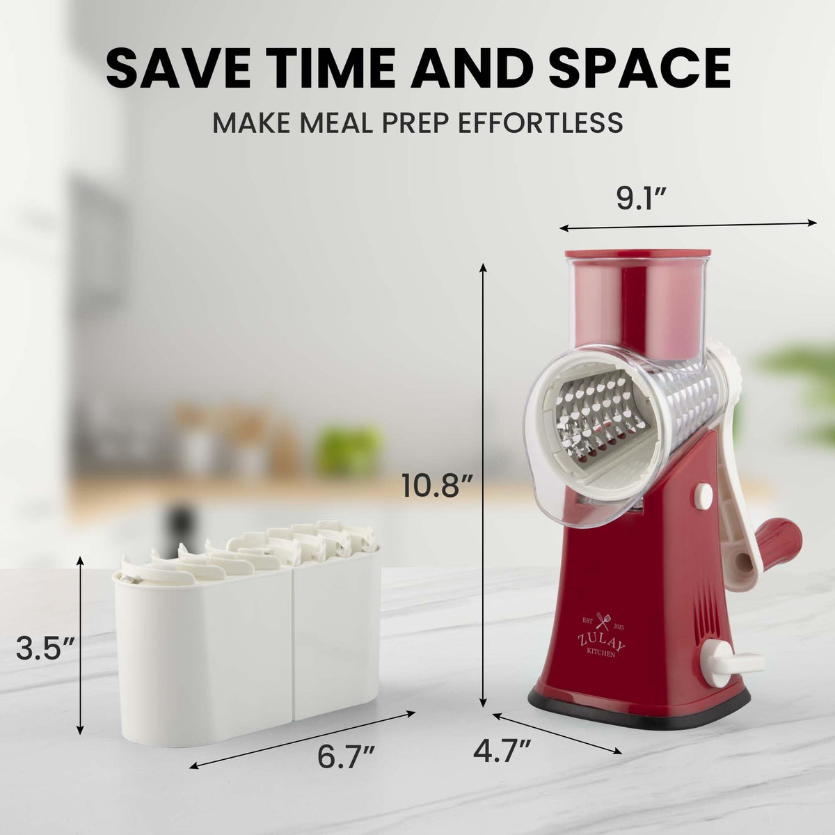 Rotary Cheese Grater Manual Hand Crank 5 Blade Shredder