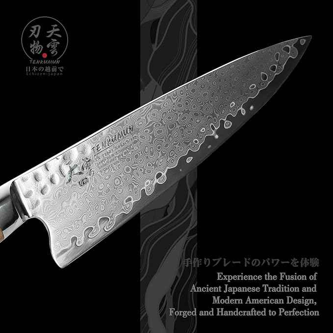 Japanese Gyutou Pro. Handcrafted 8 inch Chef Knife Handmade Forged Knife Japan VG-10 MAX Damascus Steel -Kokoro ser. with Wood Handle