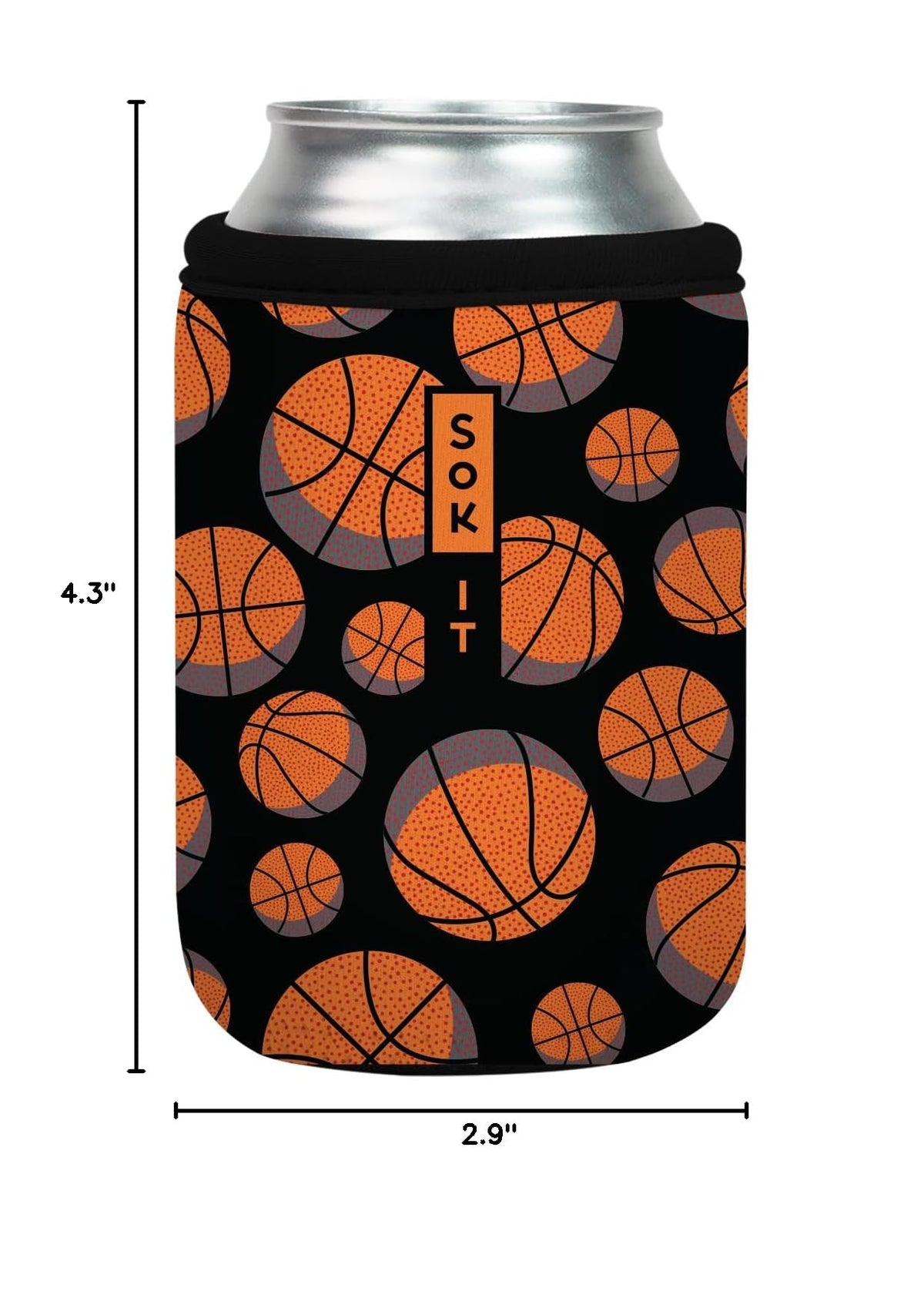 CanSok Sleeve for Beer & Soda Insulated Neoprene Cover (Basketball / 12oz Can Sleeve)